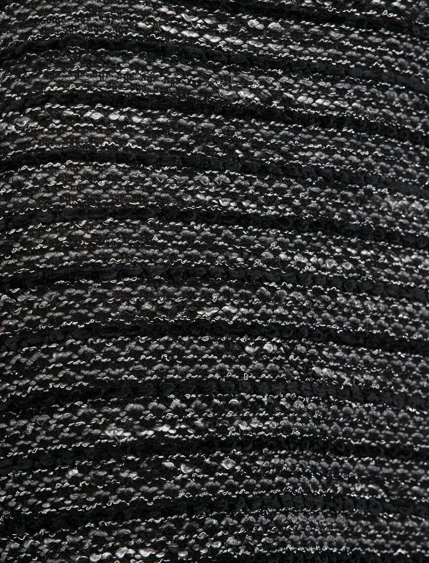 11968 Black Patterned Midi Skirt