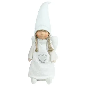19.25" White Snowy Woodlands Girl Angel Christmas Tabletop Figurine
