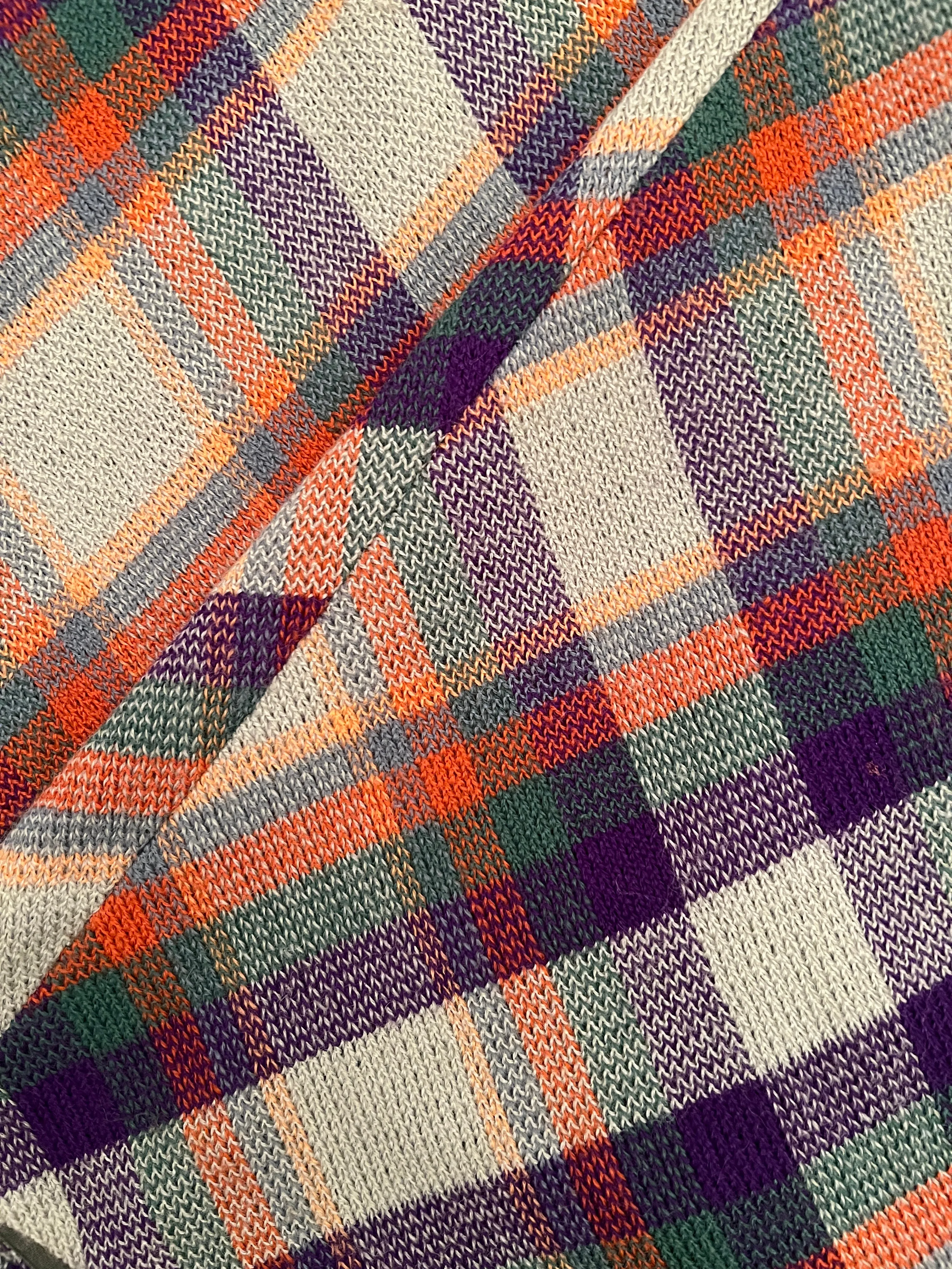 1970s Designer Plaid Midi Skirt