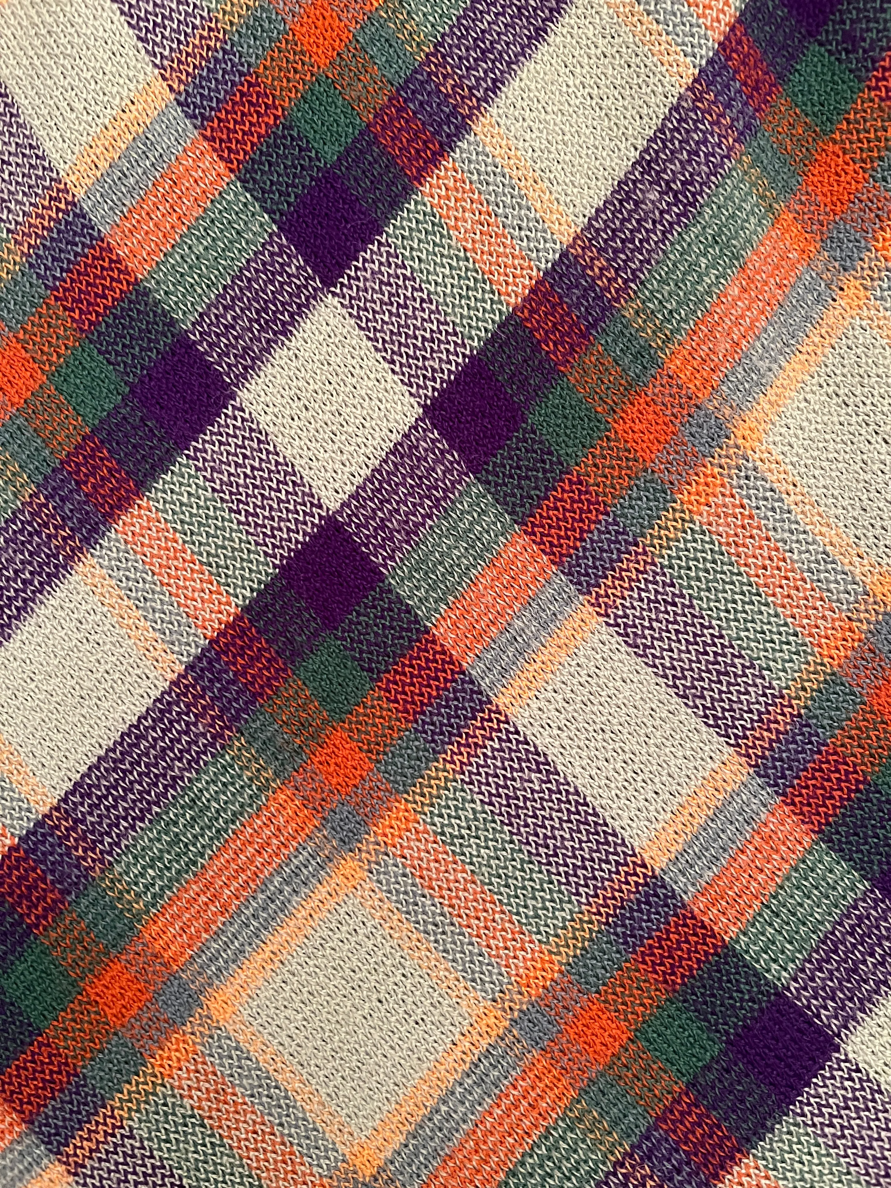 1970s Designer Plaid Midi Skirt