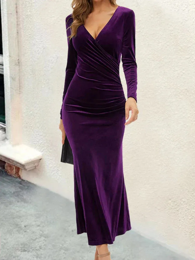 2024 New Fashion Elegant Long Sleeve Sexy Evening Maxi Dress