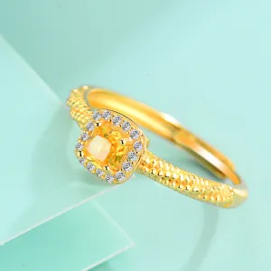 925 Silver Yellow Diamond Small Sugar Ring Female Crystal Diamond Ringman Ring High -level Sensory Handicap