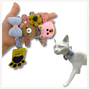 A a Pets' Soft Handmade Everyday Adjustable Cat Collar-3 (Set of 4)