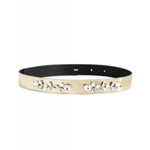 Access Fashion Metallic Gold Belt With Rhinestones