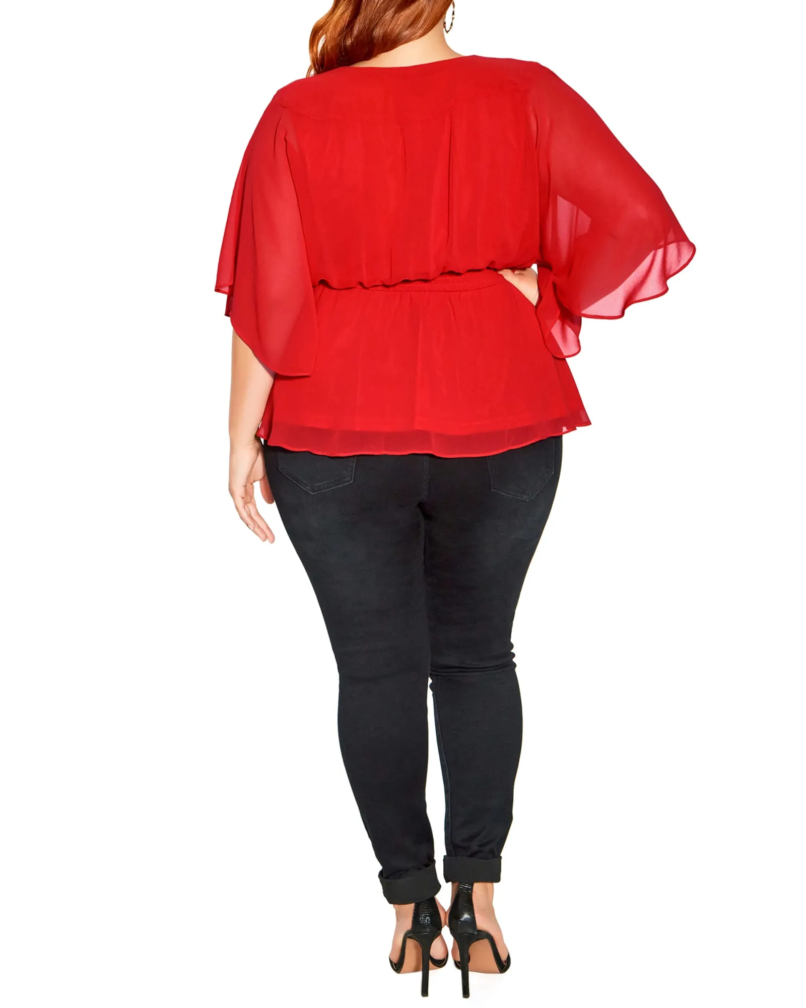 Alana Elegant Wrap Top | Red