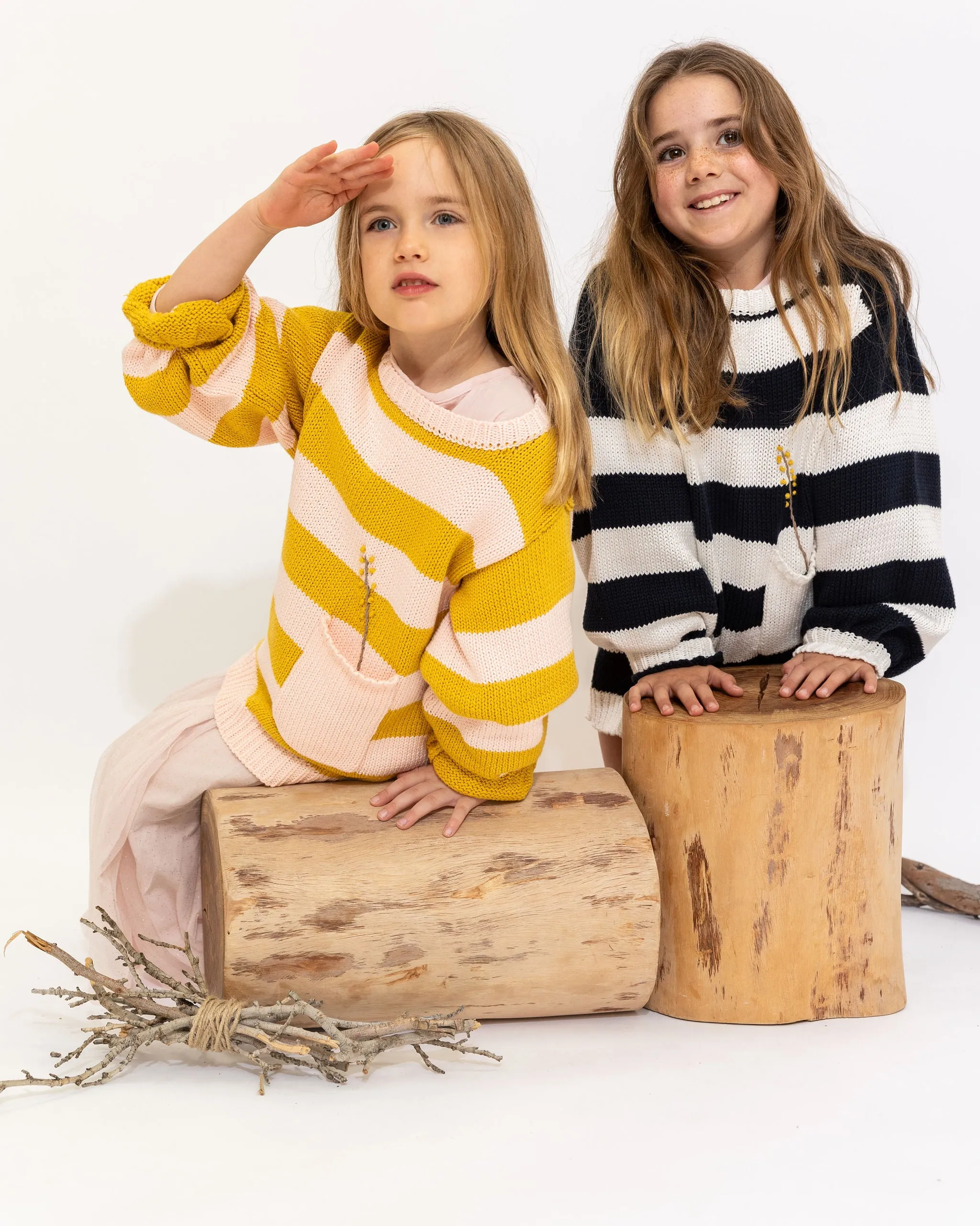Alex and Ant Blossom Knit Jumper - Mustard & Pink