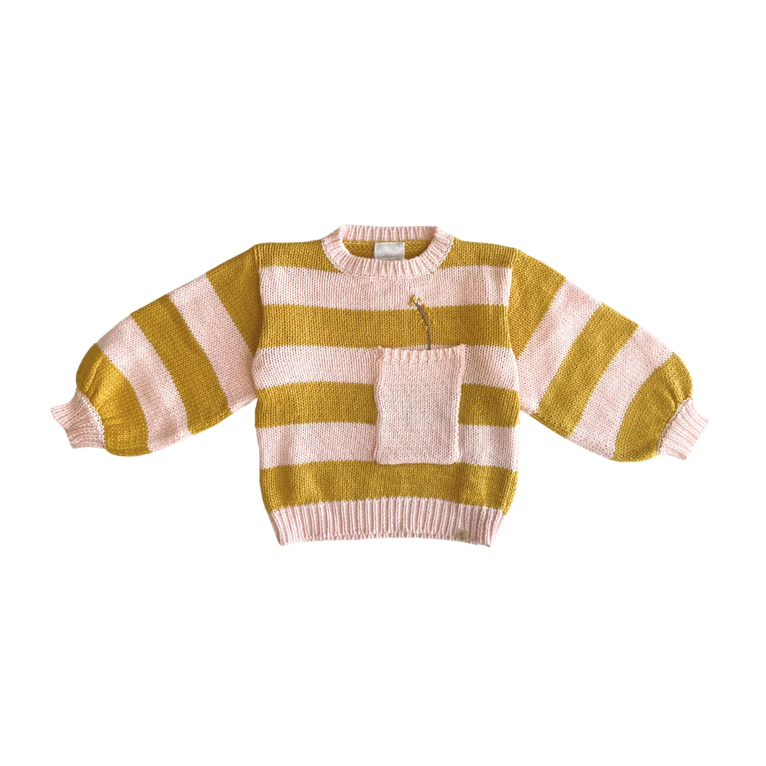 Alex and Ant Blossom Knit Jumper - Mustard & Pink