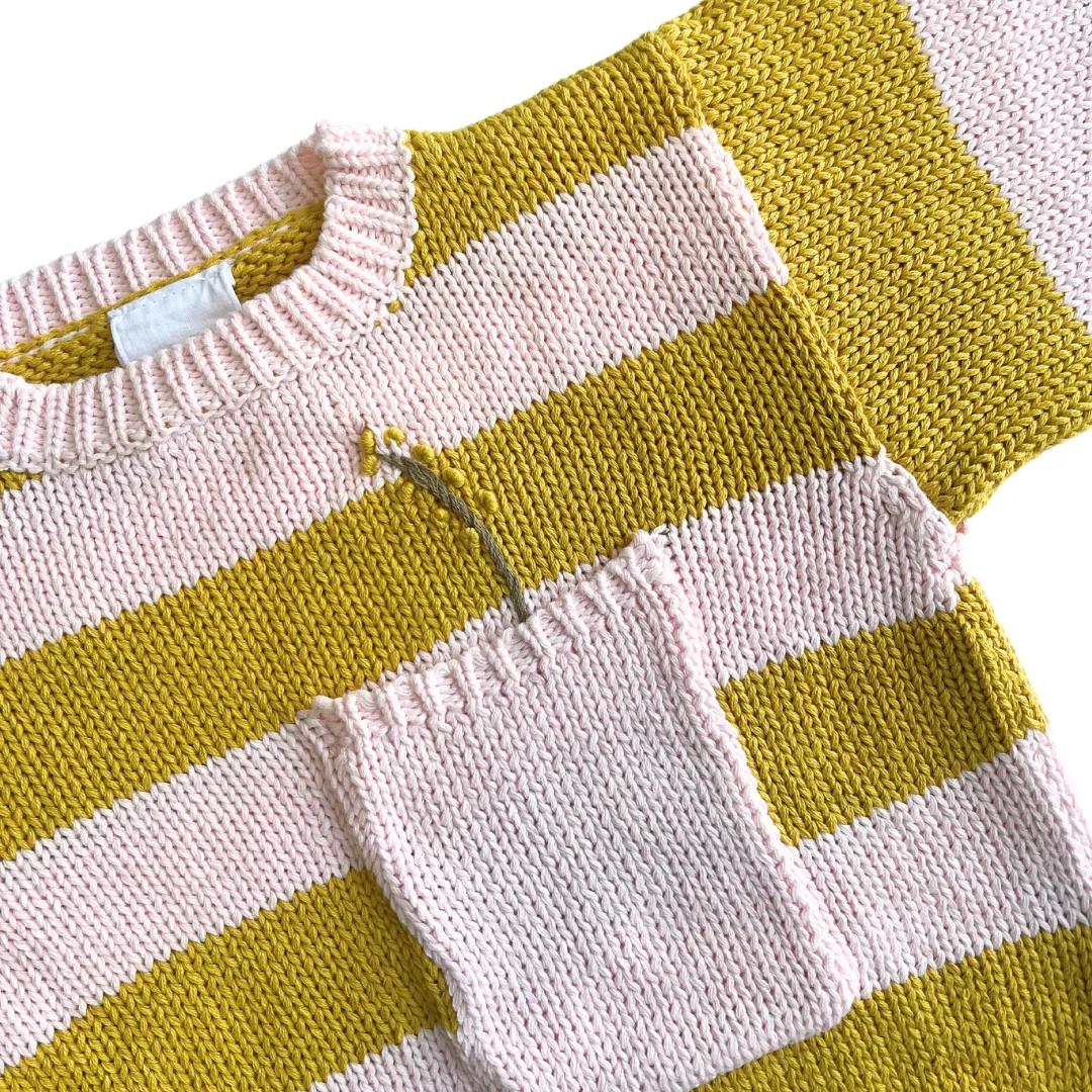 Alex and Ant Blossom Knit Jumper - Mustard & Pink