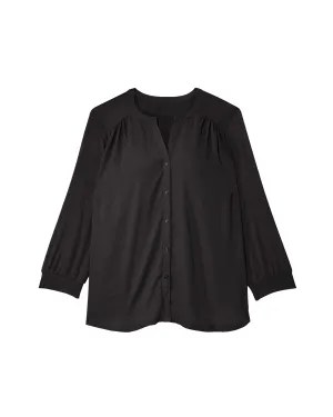 Alisa 3/4 Sleeve Knit Back Blouse | Black
