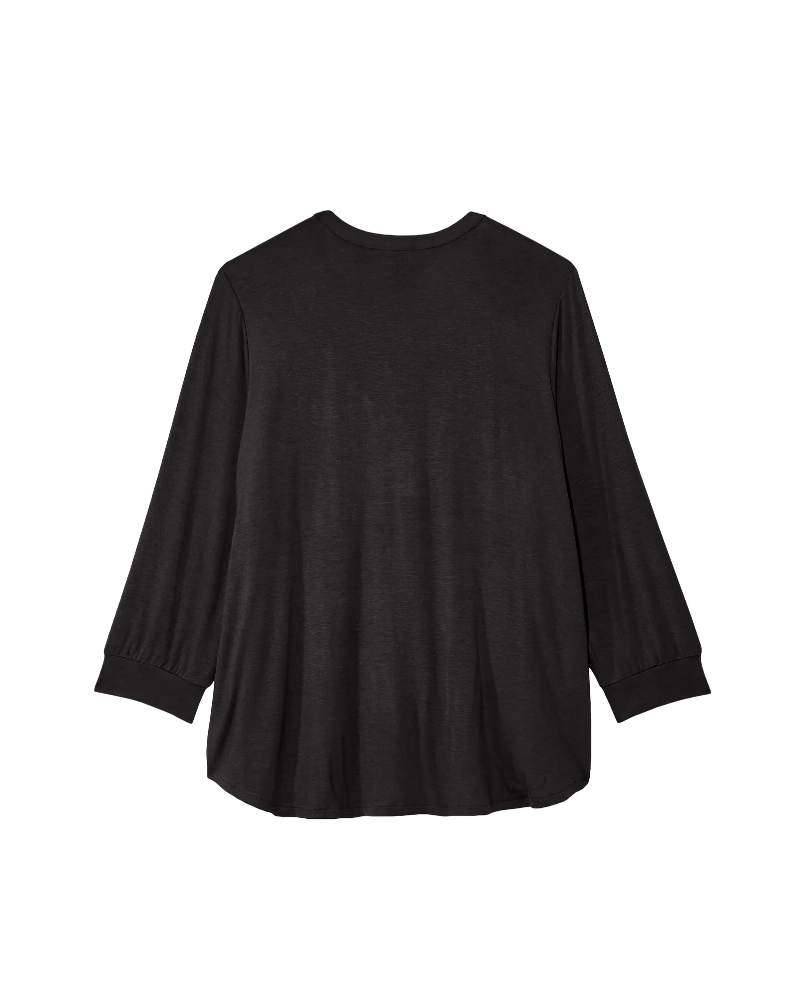 Alisa 3/4 Sleeve Knit Back Blouse | Black