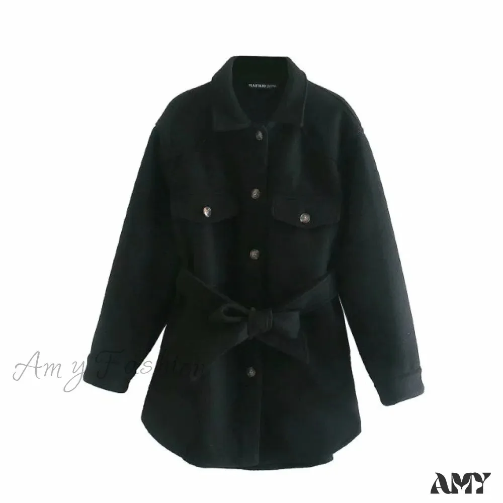 Amy Fashion - Long Sleeves Thicken Casual Fashion High Street Coat