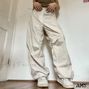 Amy Fashion - Low Waist Loose Sweatpants Vintage Parachute Pants