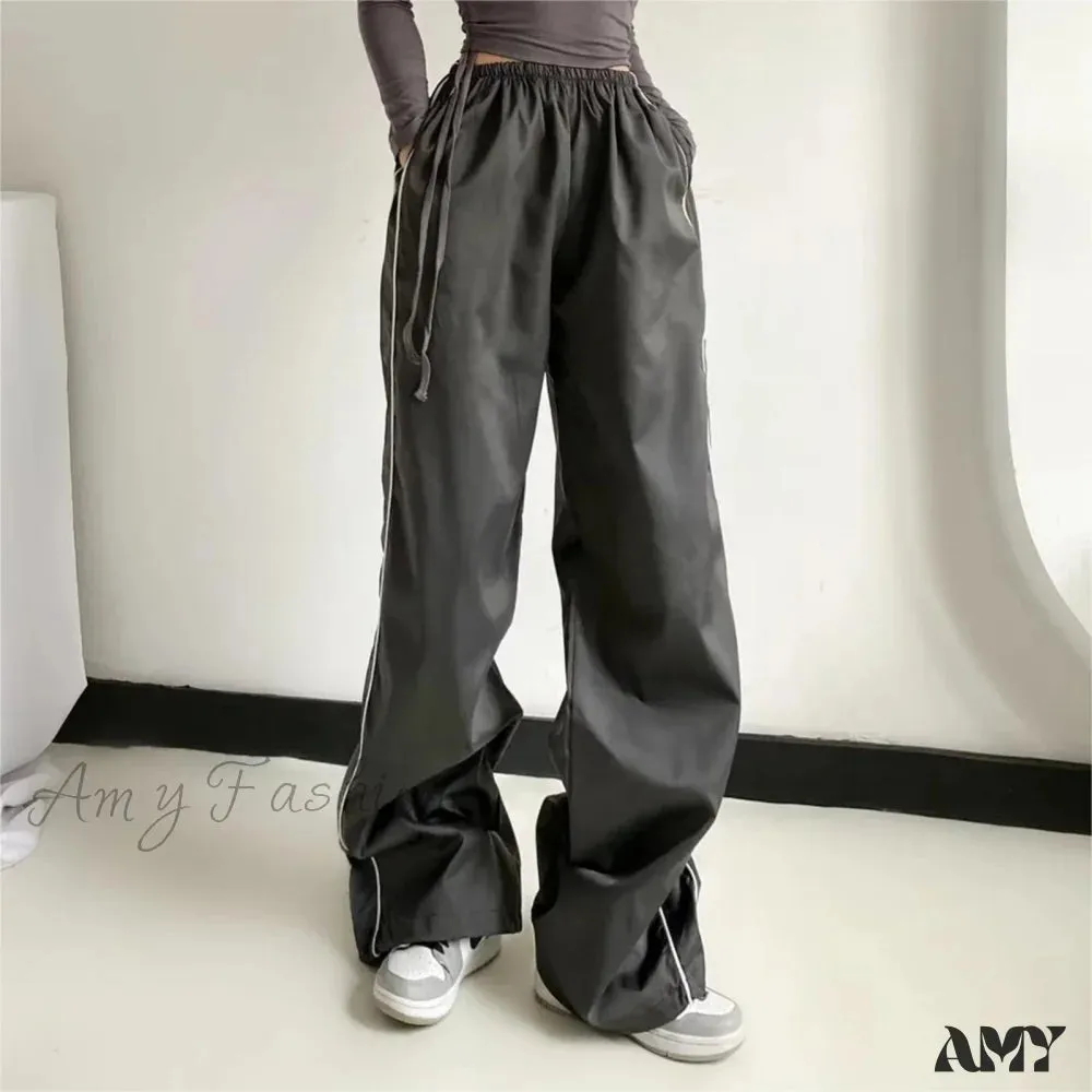 Amy Fashion - Low Waist Loose Sweatpants Vintage Parachute Pants