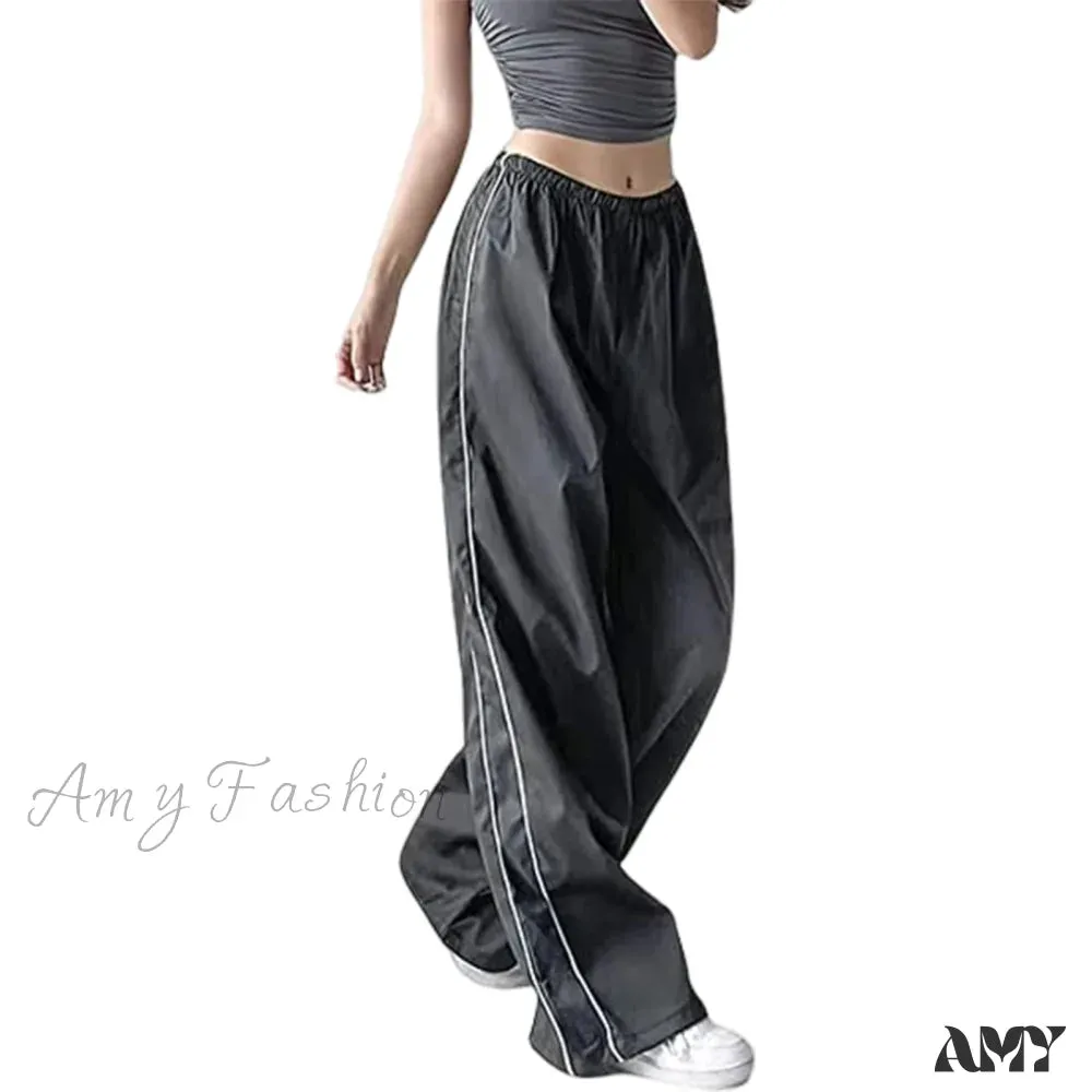 Amy Fashion - Low Waist Loose Sweatpants Vintage Parachute Pants