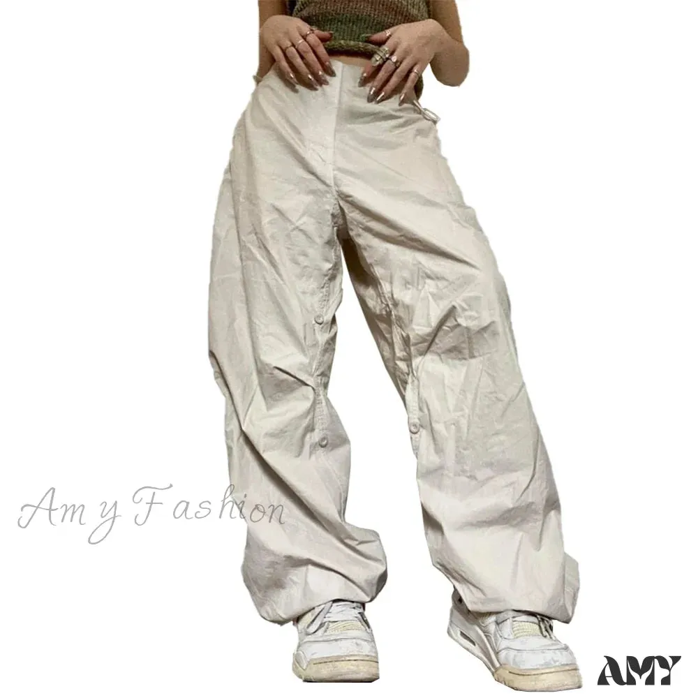 Amy Fashion - Low Waist Loose Sweatpants Vintage Parachute Pants