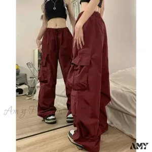 Amy Fashion - Straight Trousers Fashion Wide Leg Pockets Joggers Trousers
