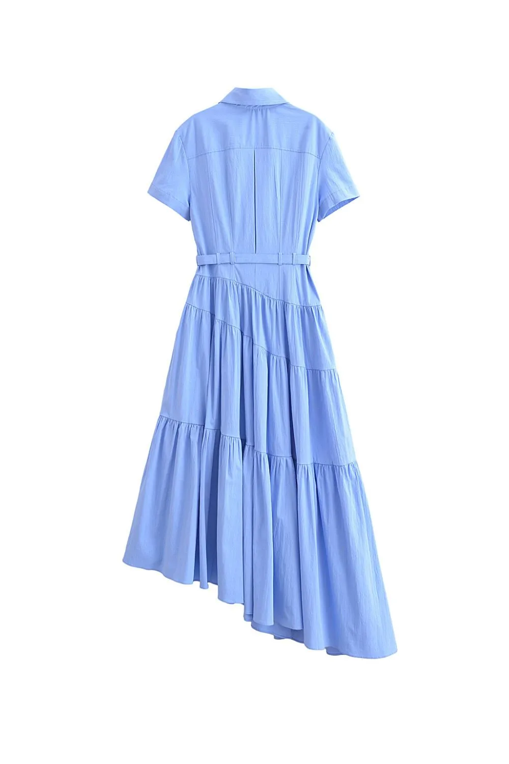 'Anna' Skewed Hem Belted Shirt Dress （2 Color)