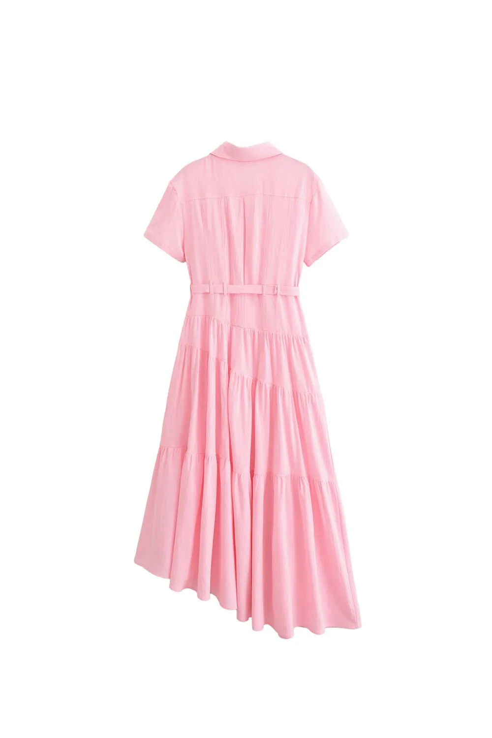 'Anna' Skewed Hem Belted Shirt Dress （2 Color)