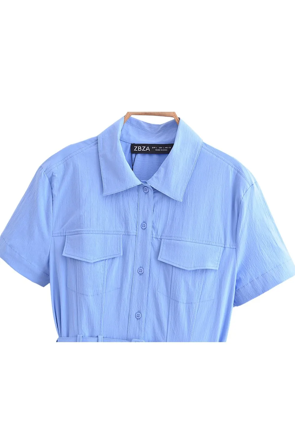'Anna' Skewed Hem Belted Shirt Dress （2 Color)