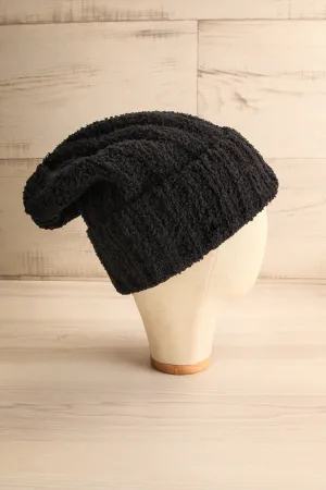 Ater Black | Soft Knit Rolled Up Tuque