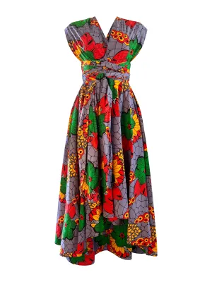 BECKY INFINITY AFRICAN PRINT HIGH-LOW DRESS