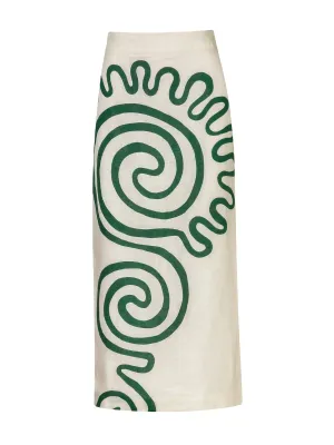 Belen Skirt in Ivory/Green