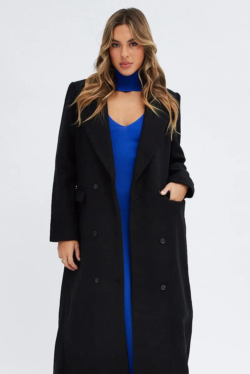 Black Longline Coat Long Sleeve