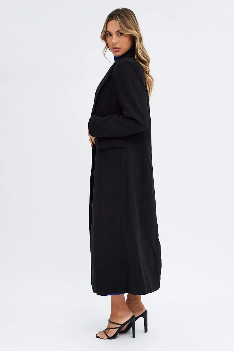 Black Longline Coat Long Sleeve