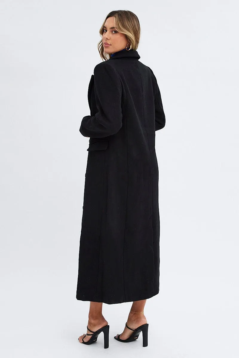 Black Longline Coat Long Sleeve