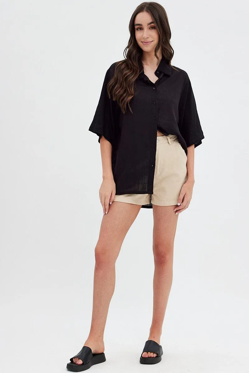 Black Shirt Collar Short Sleeve