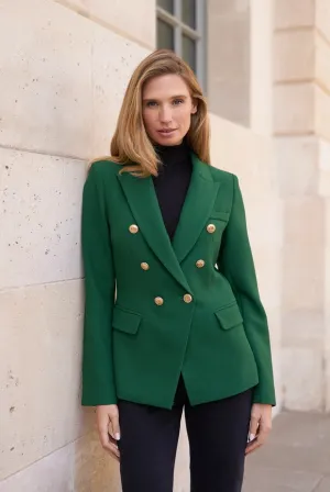 Blazer Jacket with Gold Buttons, Winter Material Green