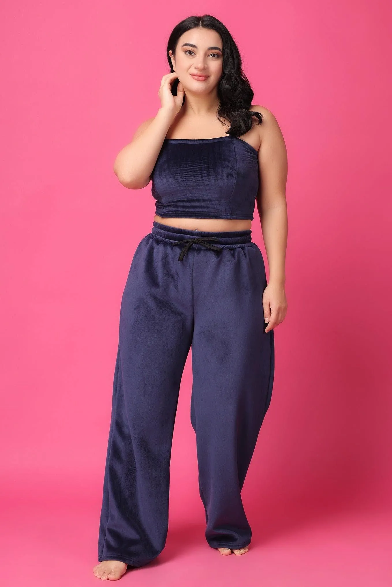 Blue Solid Winter Set with Robe