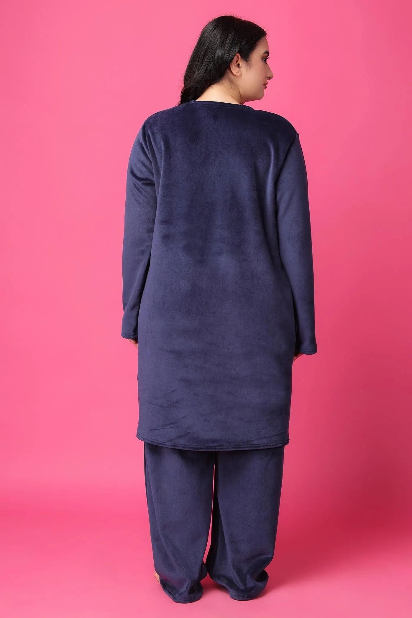 Blue Solid Winter Set with Robe