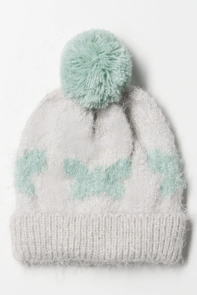 Butterfly Beanie Grey