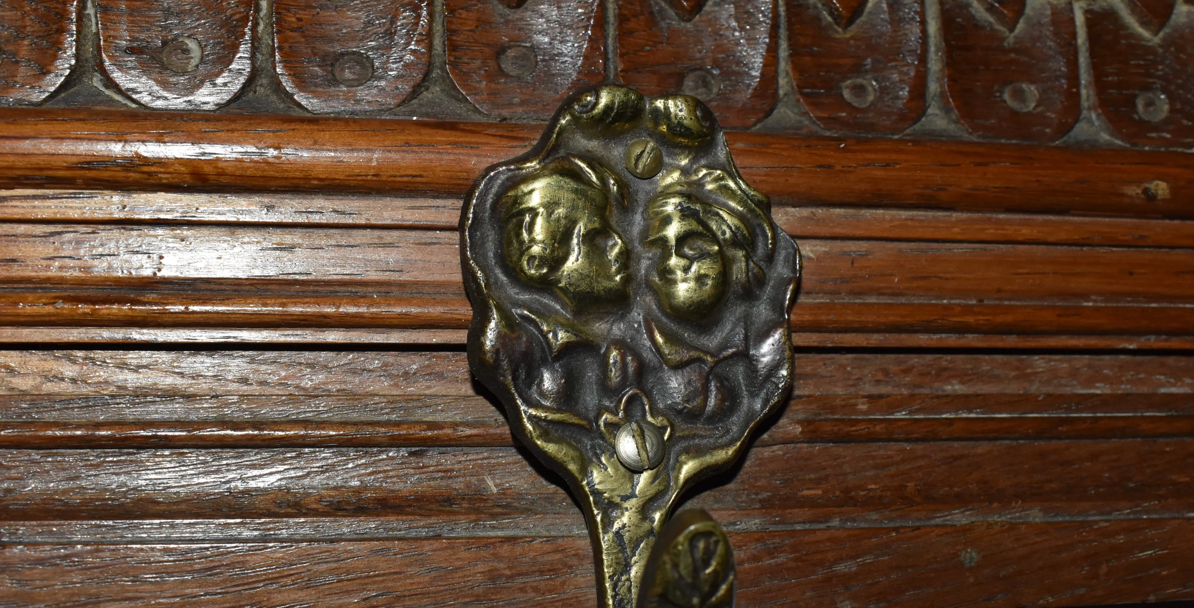 Carved Wall Mounted Coat Rack with Shelf