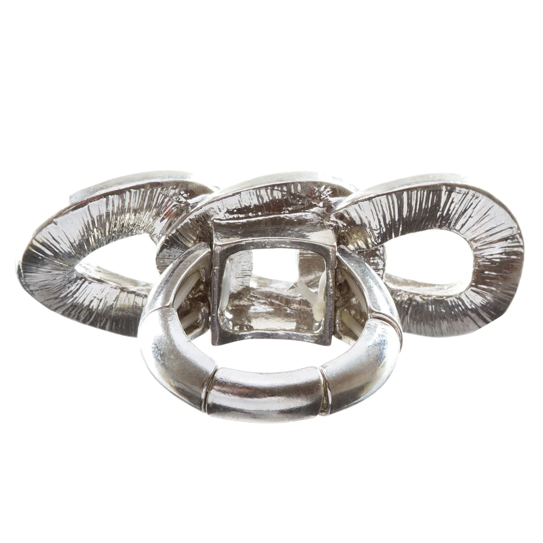 Chain Trio Link Crystal Pave Stretch Ring