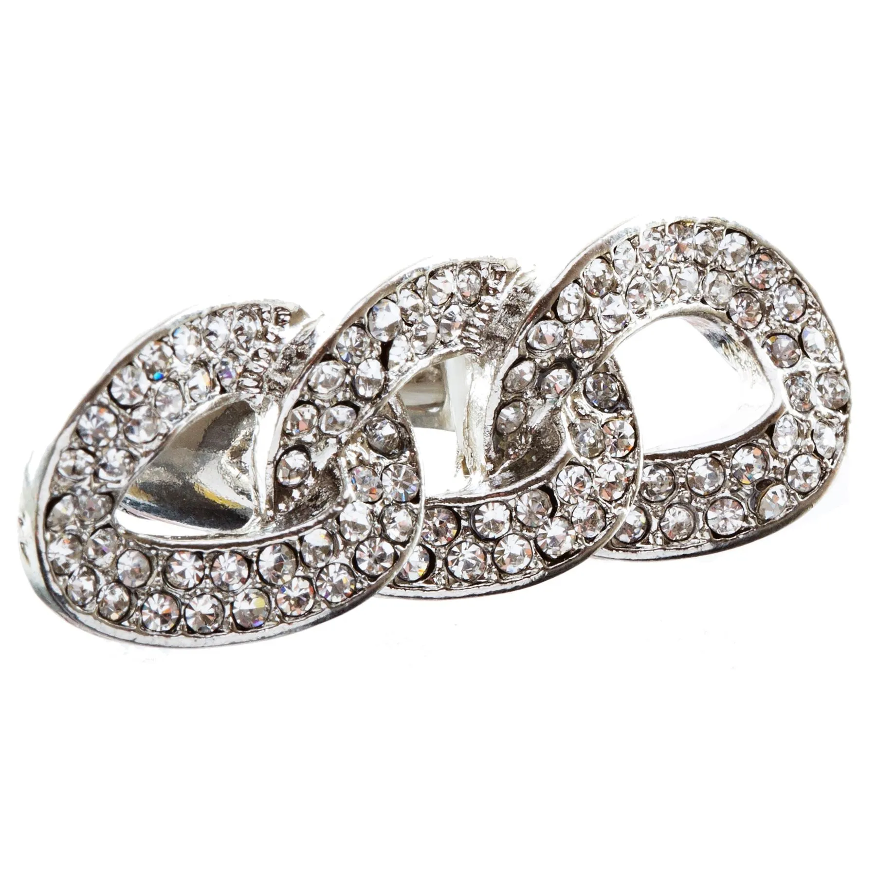 Chain Trio Link Crystal Pave Stretch Ring