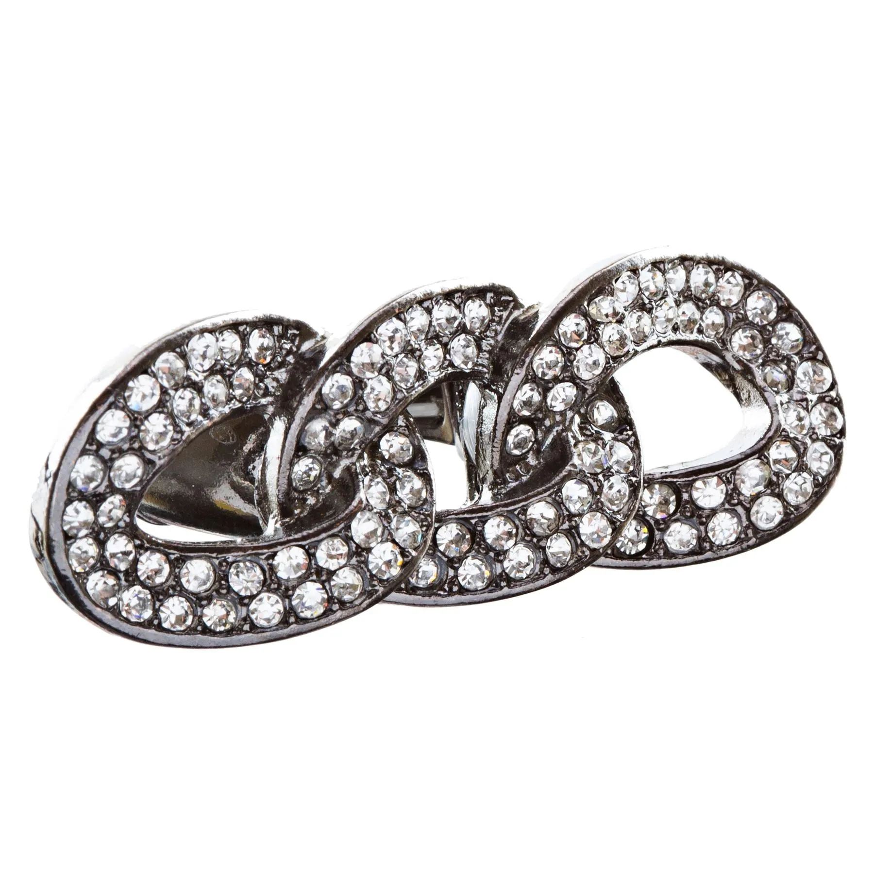 Chain Trio Link Crystal Pave Stretch Ring