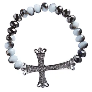 Cross Jewelry Crystal Rhinestone Vintage Design Cross Stretch Bracelet B501 BLK