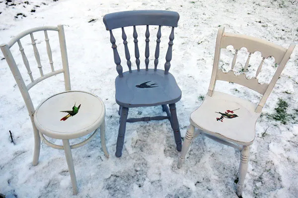 Custom Listing for Giedre 4 mismatch dining chairs and 1 x kitchen cabinet in Miss Mustard Seed Milk Paint