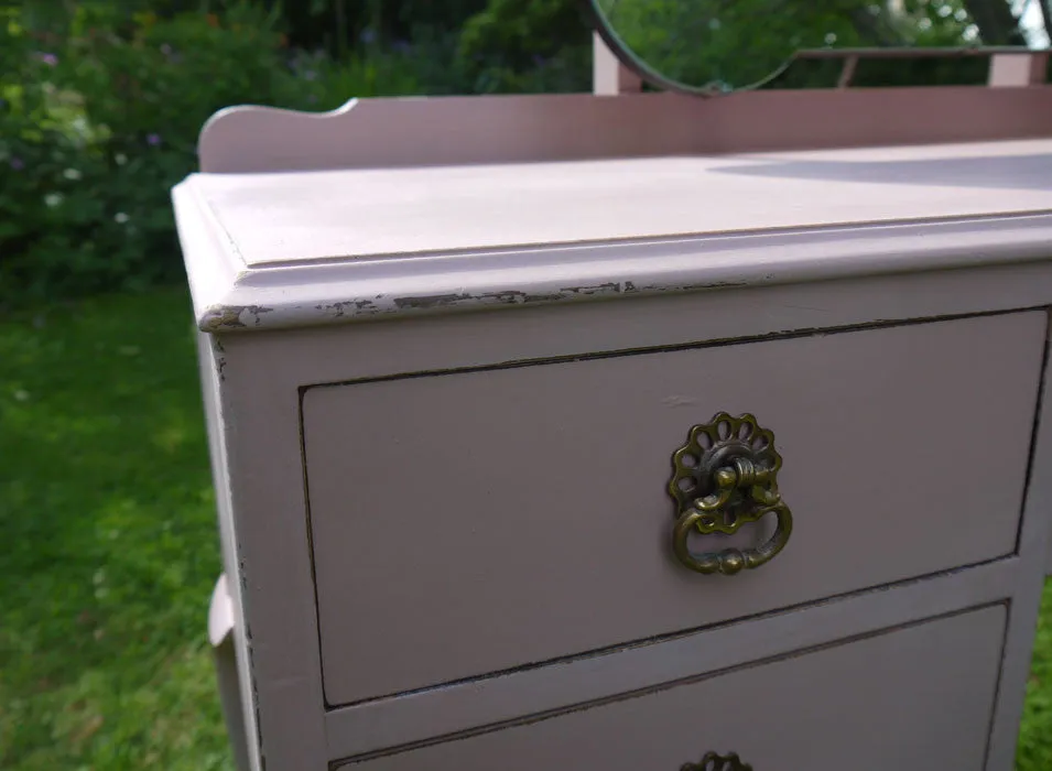 Custom Listing for Samantha hand painted dressing table in Miss Mustard Seed Milk Paint Arabesque and chest of drawers