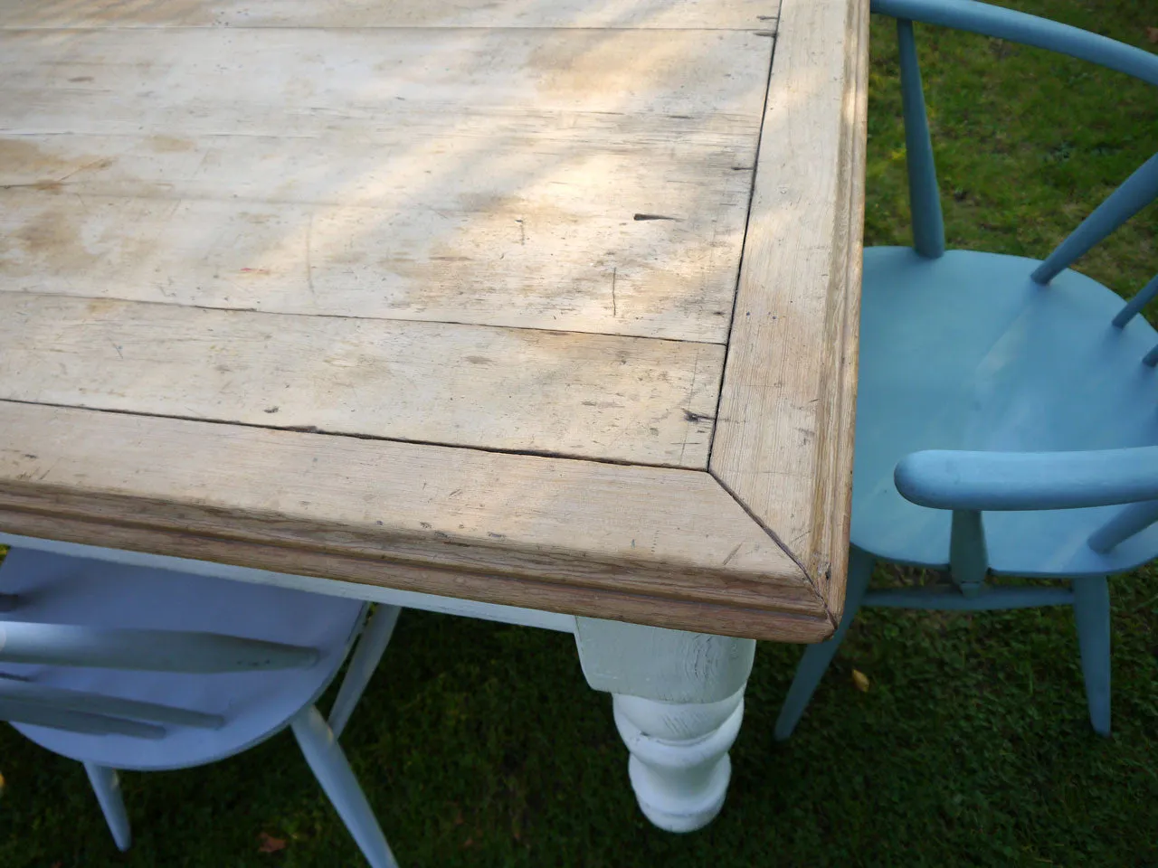 Custom Listing for Sarah refurbished Farmhouse dining table and 6 Ercol Goldsmith chairs