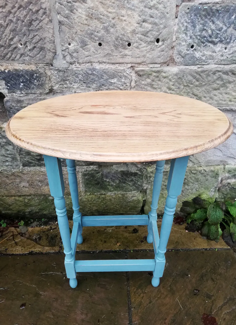 Custom Order for Bredun Vintage oval side table painted in Miss Mustard Seed Milk Paint Kitchen Scale