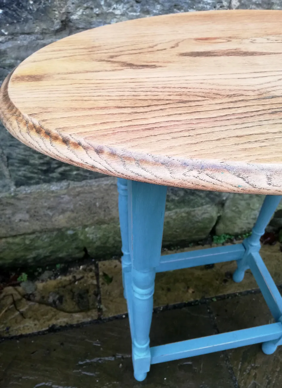 Custom Order for Bredun Vintage oval side table painted in Miss Mustard Seed Milk Paint Kitchen Scale