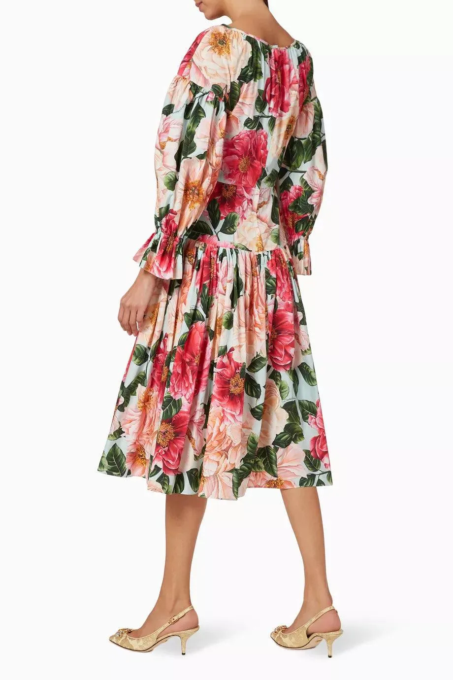Dolce & Gabbana Floral Cotton Poplin Midi Dress