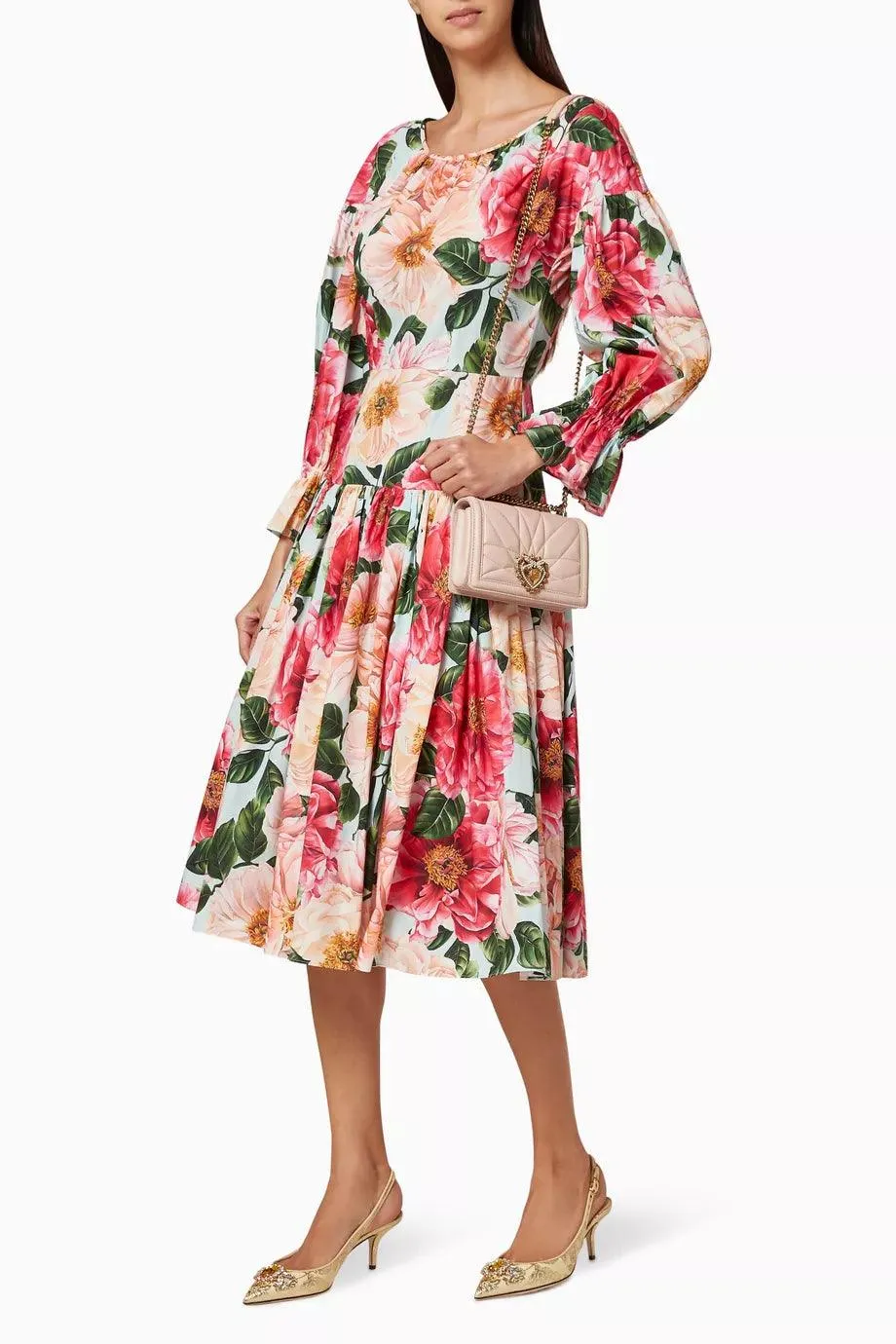 Dolce & Gabbana Floral Cotton Poplin Midi Dress