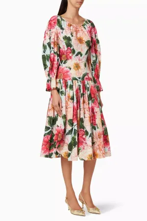 Dolce & Gabbana Floral Cotton Poplin Midi Dress