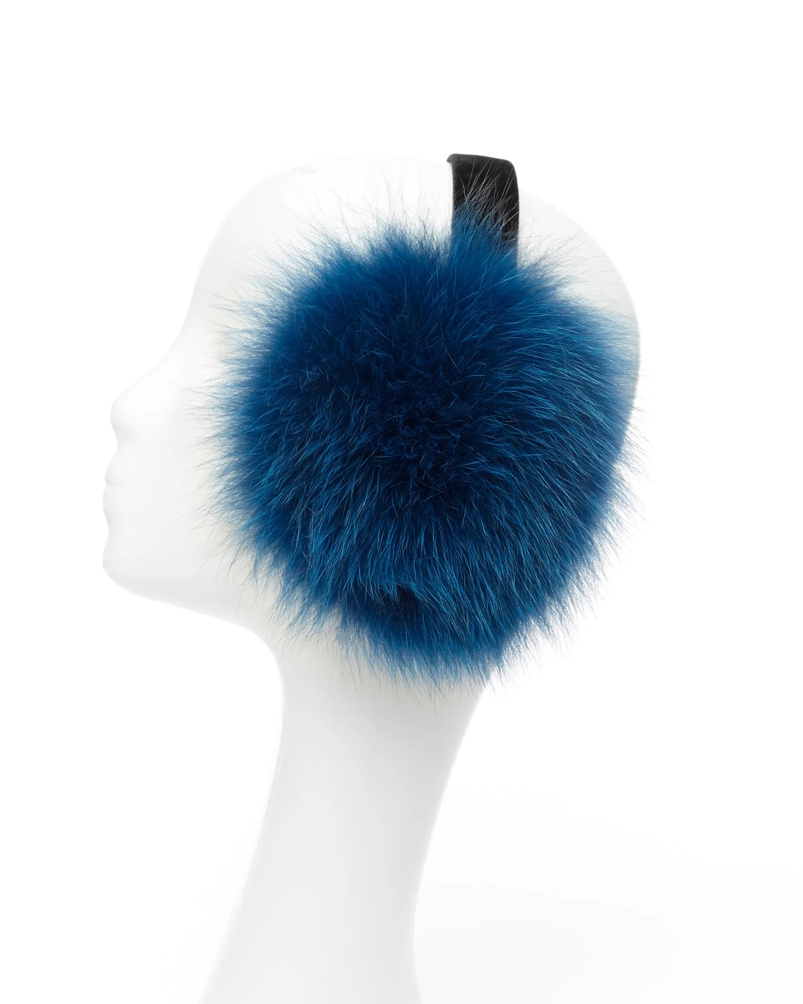 Dyed Teal Fox Fur Earmuffs