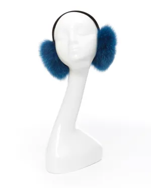 Dyed Teal Fox Fur Earmuffs