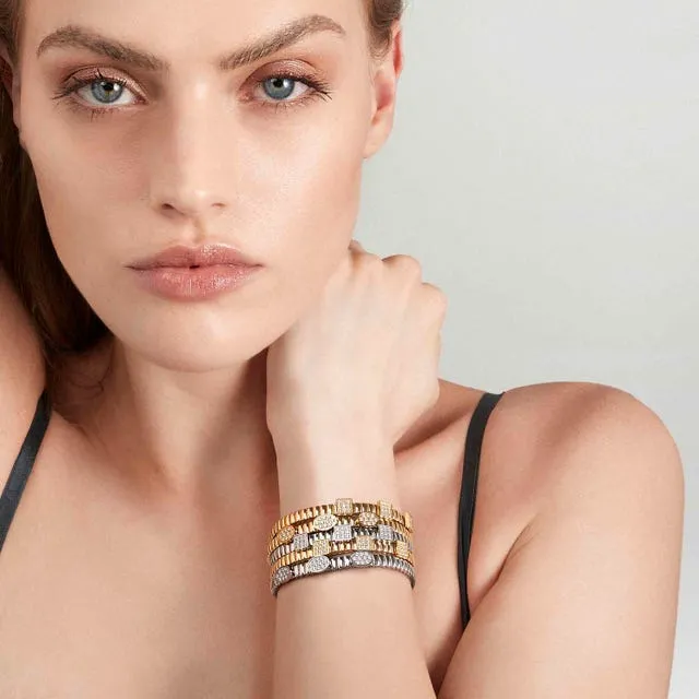Extension 3 CZ Squares Bracelet - Silver - 046014/056